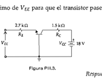 Diga cuál es el valor mínimo de VEE para que el transistor pase a saturación