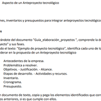 Aspecto de un anteproyecto tecnológico