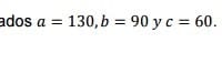 Si un triángulo ABC tiene lados ? = 130, ? = 90 ? ? = 60. Calcular los ángulos α, β, γ.
