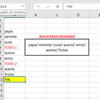 VBA concatenar una serie de datos variables en excel