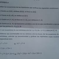 Hallar las ecuaciones de la hipérbola