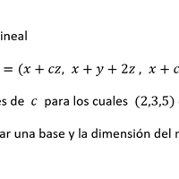 En la transformación lineal hallar valores de C para tal imagen.