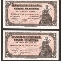 Billete de portabella de 5 ptas de 1937