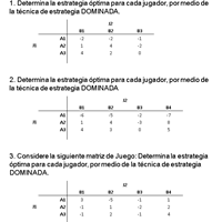 Ejercicios teorías de juegos. Investigación de operaciones.
