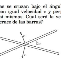 Dos barras se cruzan bajo el ángulo 2α. Cual será la velocidad