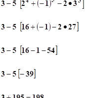 Como puedo resolver estas jerarquías de operaciones combinadas con paréntesis, corchetes y potencias