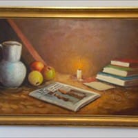 Tasación e información cuadro bodegón periódico firmado "masa" o similar
