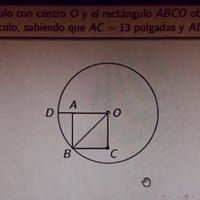 A partir del círculo con centro O y el rectángulo ABCO, obtenga