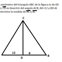 El perímetro de un triangulo, determinar medida de ac y bc