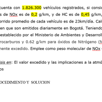 Calcule la cantidad de NOx y HC en volumen