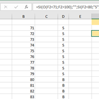 Como Convertir en excel calificaciones de 71 a 79 = S, 80 a 89 =B, de 90 a 100 = E