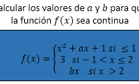 Calcular los valores de a y b para que la función f(x) sea continua