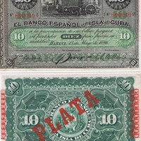 ¿Que valor tiene un billete de diez pesos del Banco Español de la Isla de Cuba del año 1896?