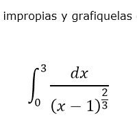 Evaluar la siguiente integral impropia y graficar en Geogebra para determinar si convergen o divergen