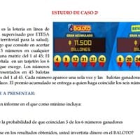 Calcule la probabilidad de que coincidan 5 de los 6 números ganadores