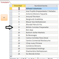 Cómo cambiar el orden o posición de un registro concreto que se muestra en vista hoja de datos en un subformulario