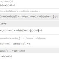 Calcula la siguiente Derivada Impliticas.