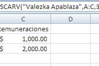 Utilice la función BuscarV para encontrar la remuneración de Valezka Apablaza y añada un bono de 50000