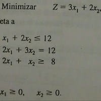 Ejercicio de investigación de operaciones, resolverlo por el método de las dos fases.