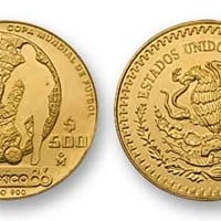 Vendo una moneda de oro ley 900 del mundial del 86 en mexico con denominación de $500