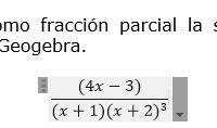 Resolver fracción parcial la siguiente función racional y compruebe