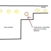 Punto de luz encendido dos circuitos