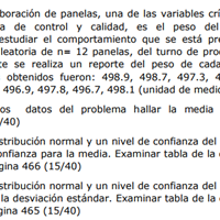 Desarrollar el siguiente problema calidad, es el peso del producto a