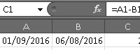 FÓRMULA PARA calcular el numero de días