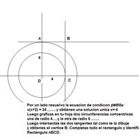 Determinar gráficamente un rectángulo de 24 cm2 de área, tal que la diferencia entre dos lados adyacentes sea 2 cm.