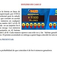 Probabiblidad Calcule la probabilidad de que coincidan 4 de los 6 números ganadores