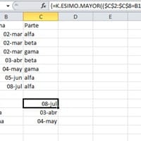 Última fecha de registro excel